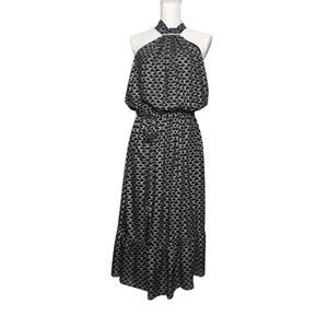MICHAEL KORS Metallic Print Belted Dress Christmas New Years party Dress Size XL